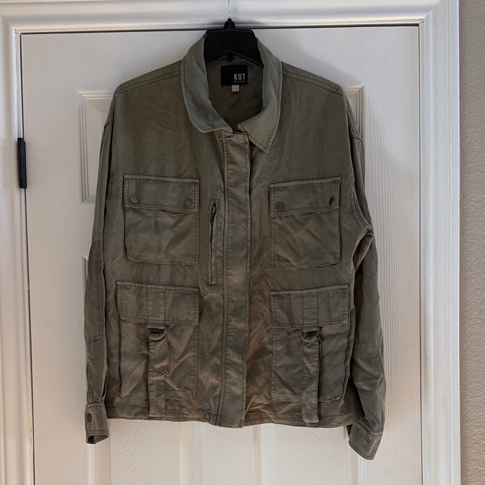 KUT from the Kloth Army Green Lightweight Utility Jacket, Size XL - Picture 2 of 11